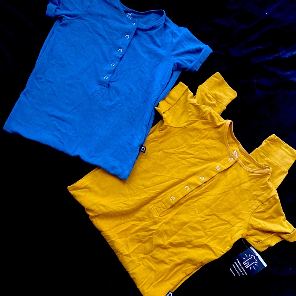 RAGS TO RATCHES size 5 bundle mustard and royal blue romper long sleeve EUC NWT